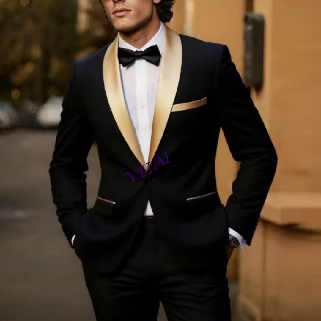 Men'S Grooming Daily - بدلة رجالية سوداء مخصصة مع ياقة